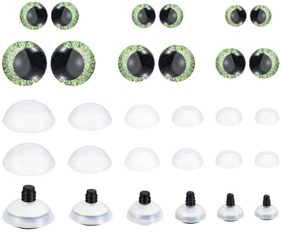 Ynkkvre - Veiligheidsoogjes - Knuffeloogjes - Puppenaugen - Häkelsicherheitsaugen - Realistisch 3D-Design Lebensechte Optik - 56 Stks - DIY Bastelarbeiten Grasgroen