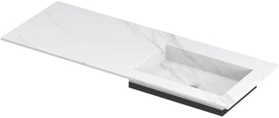 INK Post Wastafel Keramische Slab Envelop Bak Rechts Zonder Kraangat - 1200x450x10 mm - Calacatta Mat