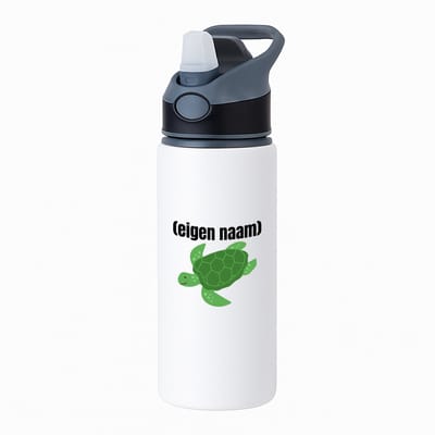 Hacebo® - schildpad met eigen naam waterfles met rietje zwart - Schildpad - schildpad liefhebbers - iemand die houdt van schildpadden - verjaardag - cadeau - kado - geschenk - water fles - 650ML