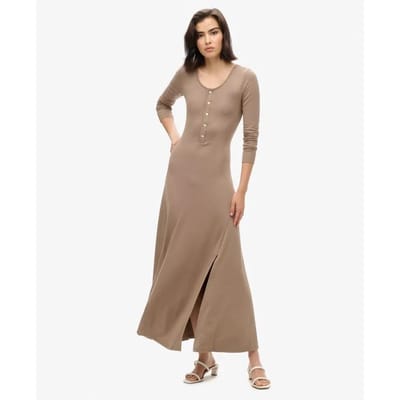 Superdry - Midi-jurk met halve knoopsluiting - Dames - Jurken