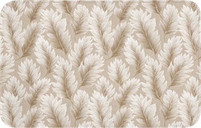 Badmat 80x50 cm - Antislip - Botanisch - Patroon - Beige - Badmatten voor badkamer - Badkamermat - Douchemat - Badkamer mat