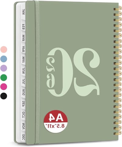 2026 Planner - Weekkalender Maandkalender - Organisatie en Planning - Hardcover met Tabbladen - A4 Formaat - Groen