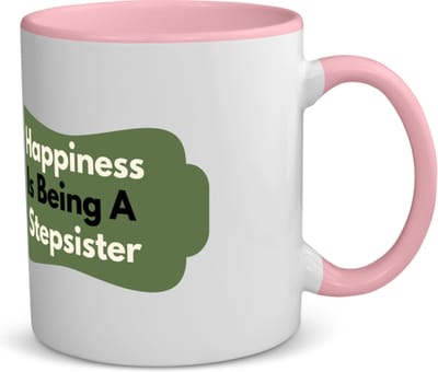 Akyol - happiness is being a stepsister koffiemok - theemok - roze - Zus - de liefste stiefzus - verjaardag - cadeautje voor zus - zus artikelen - kado - geschenk - 350 ML inhoud