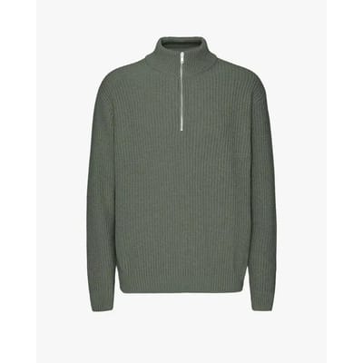 Merino trui 1/4 ritssluiting Colorful Standard Dusty Olive