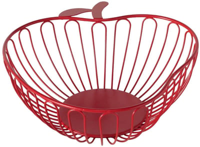 Boltze Home schaal aardbei metalen fruitmand 25x29x9cm rood.