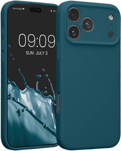 kwmobile telefoonhoesje geschikt voor Apple iPhone 17 Pro Max - TPU backcover met siliconen coating - Smartphone case in mat petrol