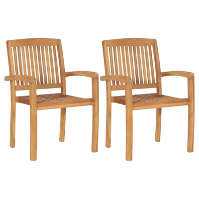 vidaXL - Tuinstoelen - 2 - st - met - zwarte - kussens - massief - teakhout