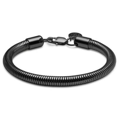 Essentials | 6 mm Gunmetal Zwarte Armband met Slangenschakels
