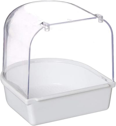 Vogelbad voor kooi, vogelbad, hangende kunststof kooi, multifunctionele accessoires geschikt voor lovebirds, vinken, parkieten, mannetjes