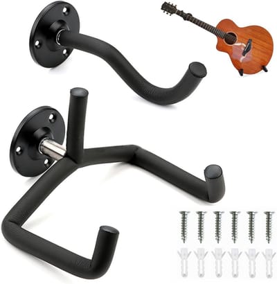 GELLDG Houder voor Enkele Gitaren en Bassen - 2 Stuks - Gitarren Wandhalterung - Geschikt voor Gitaar, Bas en Ukulele - Split Design met Antislipfunctie - Metalen Constructie