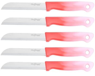 Cheffinger Schilmessenset – RVS Glad – 18 cm – Rood – 5 Stuks - Schilmesje