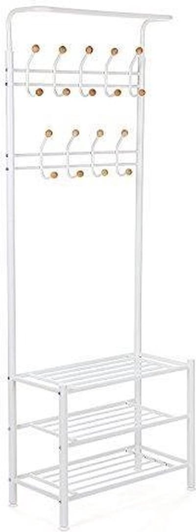 Hoppa! Multifunctionele kledingkapstok – Crème wit -Metaal – 35,2 x 68,8 x 187 cm (BxDxH)