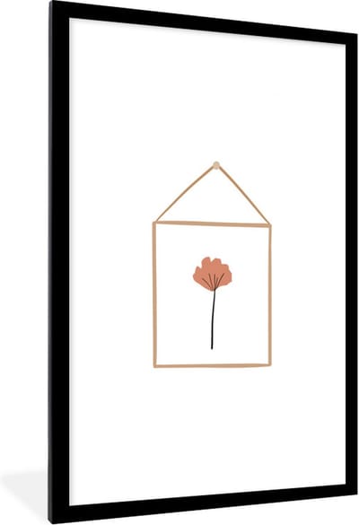 Fotolijst incl. Poster - Blad - Lijst - Tekening - 60x90 cm - Posterlijst