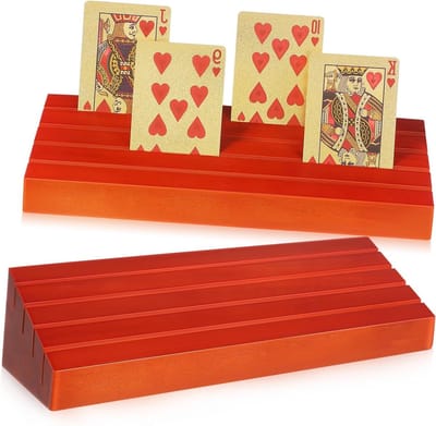 Houten Kaartenstandaard - Kaarthouder Set - Spelkaarten Tonen - Verticale Display - 25cm Lengte - Bruin
