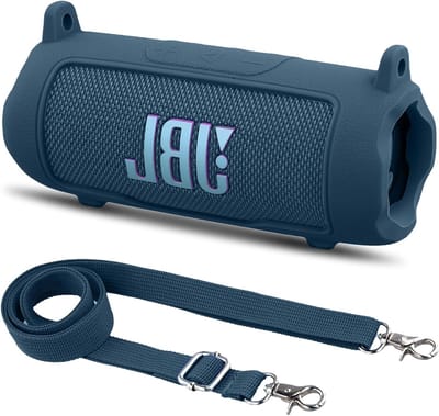 Siliconen Beschermhoes voor Draagbare Bluetooth Speaker met Verwijderbare Schouderband, Schokbestendige Soft Cover voor JBL Flip 7, Ideaal voor Bescherming en Draagbaarheid (Blauw)