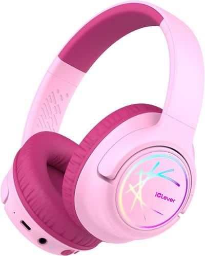 SnelShoppen - Kids Bluetooth Koptelefoon Over Het Oor met LED-verlichting, Veilig Volume 74/85/94dBA, 43U Speeltijd, Draadloos & Bekabeld, Ergonomisch