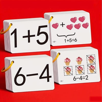 132 Optel- en Aftrekkaarten een Complete Set om Jonge Kinderen te Helpen Vroegtijdig hun Rekenkundige Vaardigheden te Ontwikkelen | Vermenigvuldiging en red
