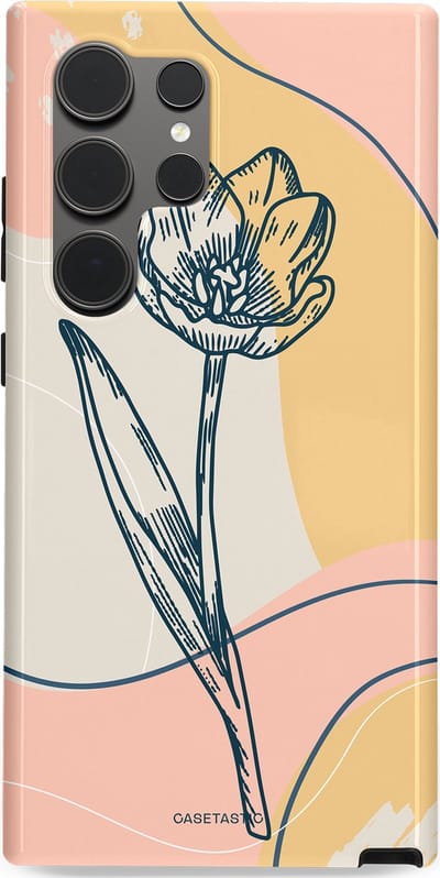 Casetastic Hoesje Geschikt voor Samsung S24 Ultra - Stijlvolle Beschermende Duo-layer Case - Lente tulp