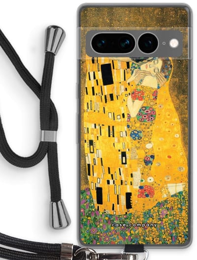 Case Company® - Hoesje met koord geschikt voor Google Pixel 7 Pro hoesje met Koord - Der Kuss - Telefoonhoesje met Zwart Koord - Bescherming aan alle Kanten en Over de Schermrand