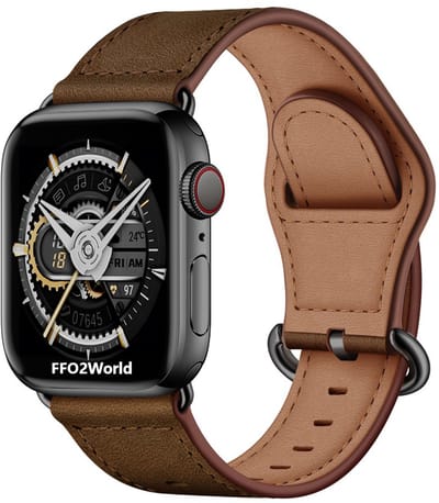 Stravo Luxe Leren bandje Geschikt voor Apple Watch 42mm (Series 11/10) , 41mm (Series 9/8/7), 40mm (Series 6/5/4, SE 1/2/3), 38mm (Series 3/2/1) - Luxe Connector met Leather Horlogeband - Leer - Koffie