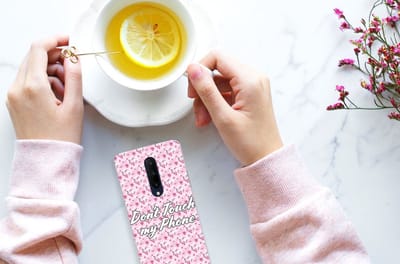 OnePlus 7 Pro Silicone-hoesje Flowers Pink DTMP