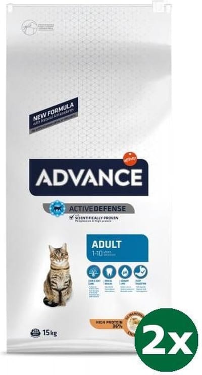 Advance cat adult chicken / rice kattenvoer 2x 15 kg