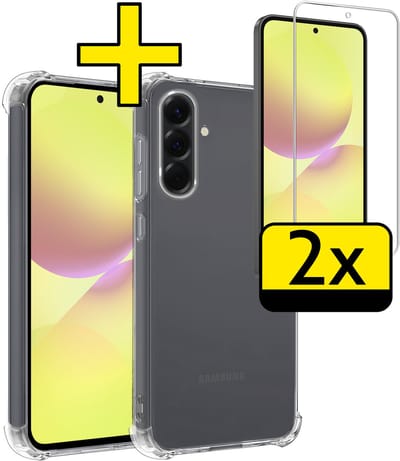 Hoesje - Met Screenprotector - 2 Stuks - Geschikt voor Samsung Galaxy A36 - Sterk & Shockproof - Siliconen Case - Back Cover - Telefoon Hoes - Shock Proof - Telefoonhoesjes - Transparant