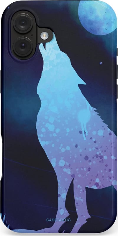 Casetastic hoesje geschikt voor Apple iPhone 16 Plus - MagSafe - Dubbellaagse bescherming - Blauwe Wolvennacht - Fashion Case - Donkerblauw Lavendel
