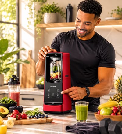 BioChef Astro Vacuum Blender Rood – 1000W – Vacuümblender – Smoothie Maker – 1 Liter Glazen Kan