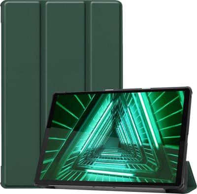 Hoesje - Geschikt voor Lenovo Tab M10 FHD Plus (2e / 2nd Generatie) - Dun & Stevig - Hardcover Book Case - Trifold Bookcase Hoes - Hard Cover - Tablethoes - Donkergroen
