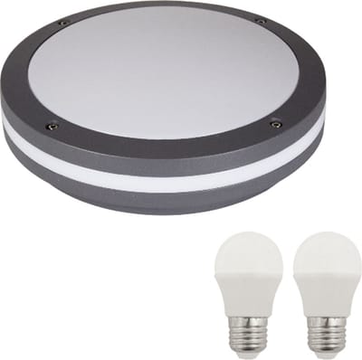 Buitenverlichting wandlamp - Rond - 2xE27 - Wandverlichting - Wandarmatuur - Plafondarmatuur - Gevel armatuur - E27 fitting - moderne wandlamp