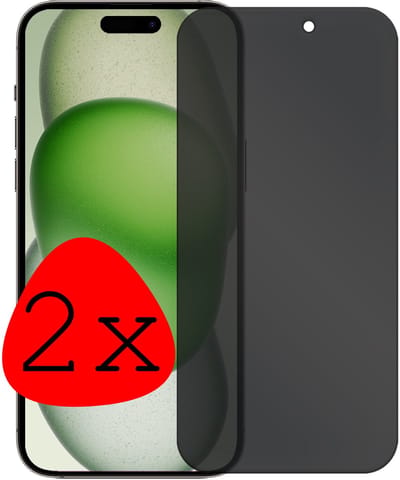 Screenprotector - 2 Stuks Geschikt voor Apple iPhone 15 - Privacy Filter - Beschermglas - Gehard Glas - Tempered Glass - Screen Protector
