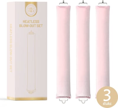 BeBliss Heatless Blowout Set - Heatless Curls Tool - Set van 3 - Krullen Zonder Hitte - Haarrollers Met Klipjes - Roze - Krullend Haar Producten - Haarkruller - Blow Out Look