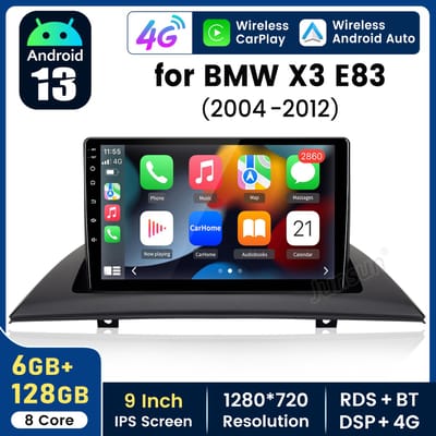 HexinexMarket Octa-Core autoradio Geschikt voor BMW X3 E83 - Draadloos CarPlay, Android Auto, multimediaspeler, WIFI, DSP, 6GB+128GB