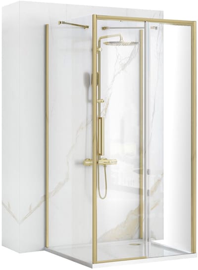 Rea Rapid Slide - Wandgemonteerde Douchecabine - Geborsteld Goud - 100X90 Rechthoek - 100X90X195Cm