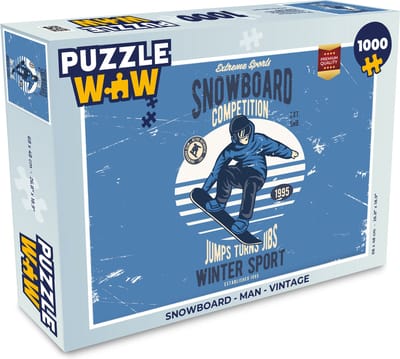 Puzzel Snowboard - Man - Vintage - Legpuzzel - Puzzel 1000 stukjes volwassenen