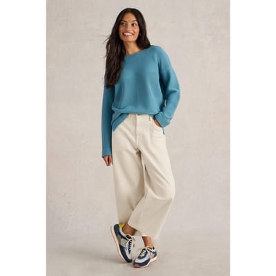 White Stuff Jana Mix Stitch Jumper Mid Blue Maat: 10 | Sweaters Outlet | Dames | Blauw