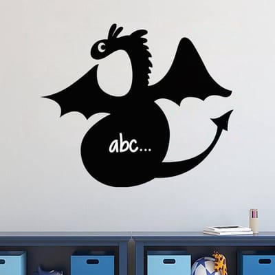 Schoolbordsticker - uitwisbare zelfklevende muurstickers - DRAKENSILHOUET - 40x45cm