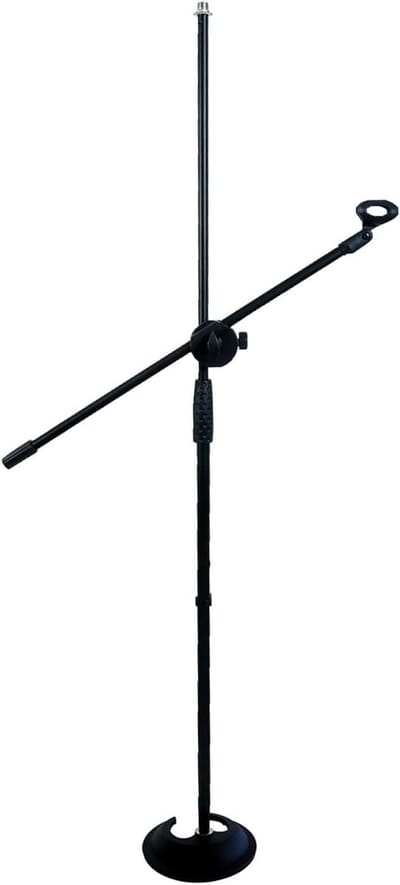 Microfoonstandaard met Arm - Statief met Galg - Muziek Opnemen - Stapelbare Ronde Voet - 89-158 cm Hoogte - Zwart