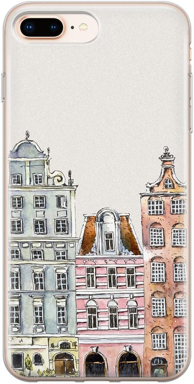 Leuke Telefoonhoesjes - Hoesje geschikt voor iPhone 8 Plus - Grachtenpandjes - Soft case - TPU - Print / Illustratie - Multi