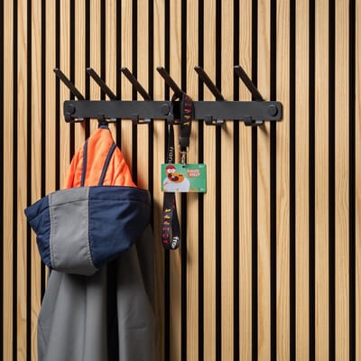 Akudeco – Kapstok voor akoestische wandpanelen – 52cm met 12 haken – Metaal - Zwart