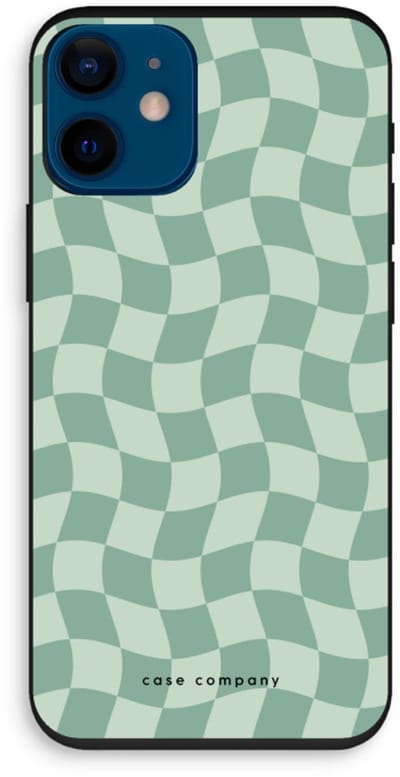 Case Company® - Hoesje geschikt voor iPhone 12 mini hoesje - Grid Groen - Biologisch Afbreekbaar Telefoonhoesje - Bescherming alle Kanten en Schermrand