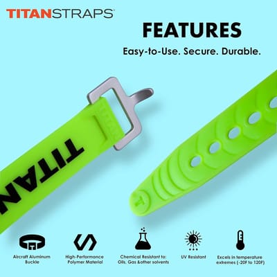 Spanbanden Set - Bevestigingsriemen - Spullen Vastzetten - Duurzaam Aluminium Gesp - 60 Pond Treksterkte - Lime Groen