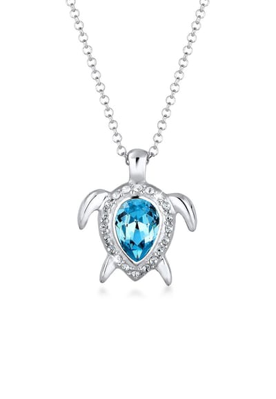 Elli - Halsketting - Dames zeeschildpad met kristal in 925 sterling zilver - Dames