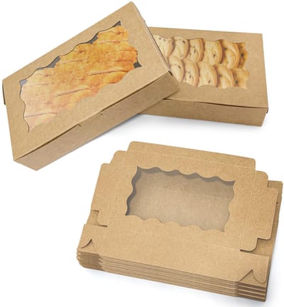 Allecto - Biscuitdozen - Cadeauverpakking - Kraftpapier met Venster - Bruin - Voor Koekjes en Desserts - 20 Stuks - Ideaal voor Feestjes