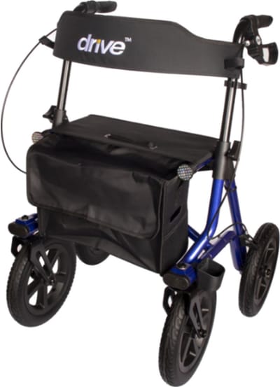 Rollator Torro Outdoor - Grote luchtbanden - 1.60 tot 1.80m - Blauw - Duitse kwaliteit - Drive Devilbiss Healthcare