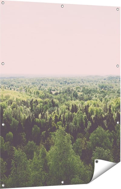 Gards Tuinposter Eindeloze Bos met Groene Bomen - 90x120 cm - Tuindoek - Tuindecoratie - Wanddecoratie buiten - Tuinschilderij