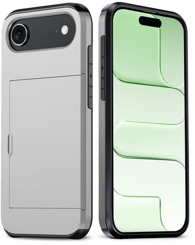 Hoes Geschikt voor iPhone Air Hoesje Hard Case Met Pas Houder - Hoesje Geschikt voor iPhone Air Hoes Shockproof Hard Cover Met Kaarthouder - Grijs
