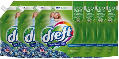Dreft Vloeibaar Wasmiddel Ochtendfris Navulverpakking 28 Wasbeurten - 6 x 1,26 liter - Voordeelverpakking