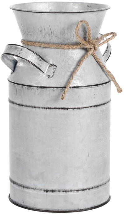 SnelShoppen - Vintage metalen vaas, gegalvaniseerd, melkpottensilhouet, rustieke tafeldecoratie voor verse of gedroogde bloemen, interieurdecoratie, b